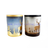 White and blue colored engraving deer pattern glass votive candle holders with decor lids for sale