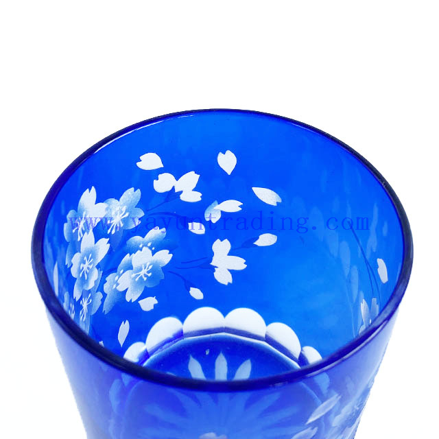 Hot Sale Blue Cylinder Shaped Shot Glass Cup Cocktail Juice Glass Cup