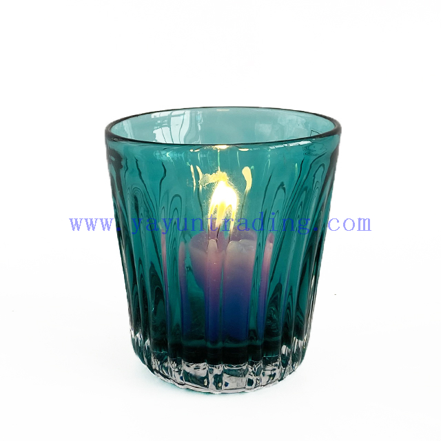 Handmade Glass Votive Candle Holders Horn Shape Candle Jars for Home Decoration