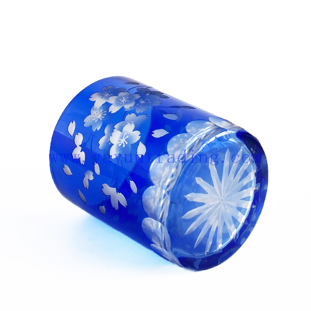 Hot Sale Blue Cylinder Shaped Shot Glass Cup/ Cocktail Juice Glass Cup