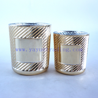 Different Size Empty Cylinder Popular Classical Gold Round Glass Candle Jar