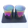 400ml Flat Translucent Electroplated Shiny Glass Candle Holder