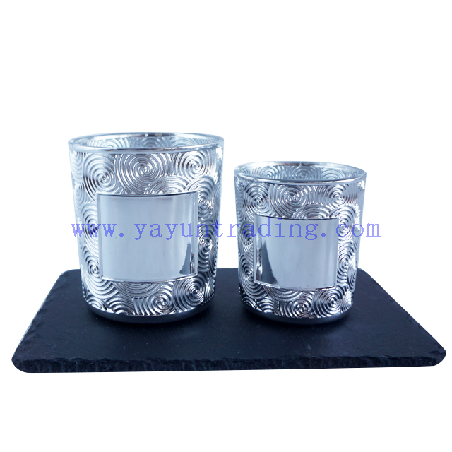 190ml/380ml Electroplated Round Empty Silver Glass Candle Container