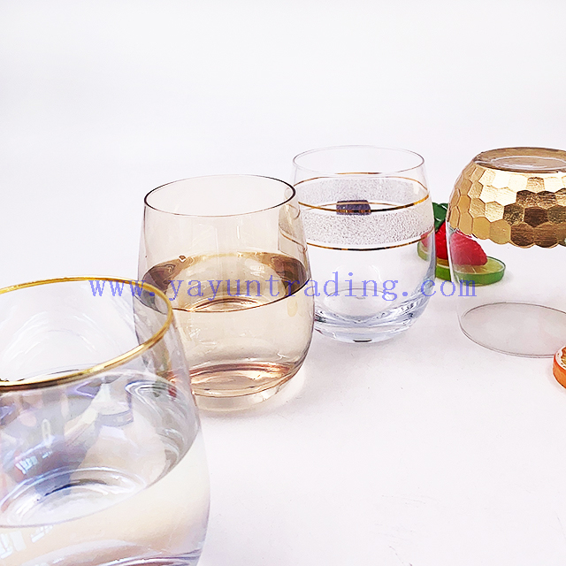 Clear Whisky Glass Stemless Wine Glasses Egg Shaped Glass Tumblers for Party Wholesale