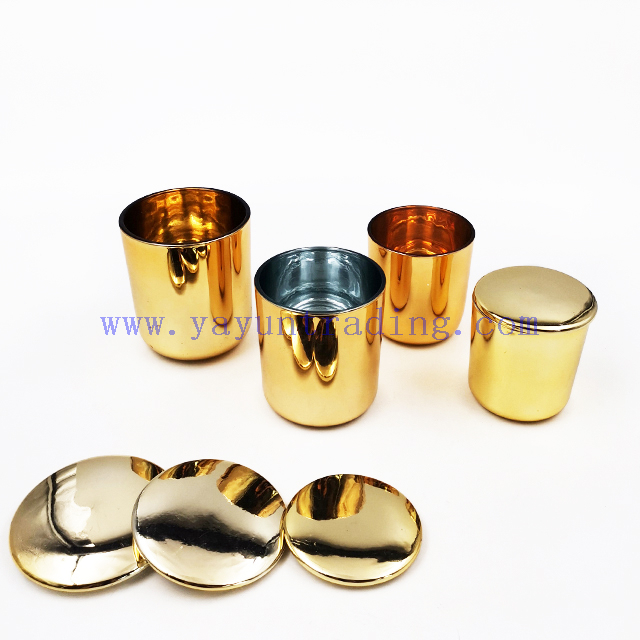 Electroplated 8oz 10oz 12oz 16oz Luxury Empty Glass Gold Candle Vessel Jar Large with Lid