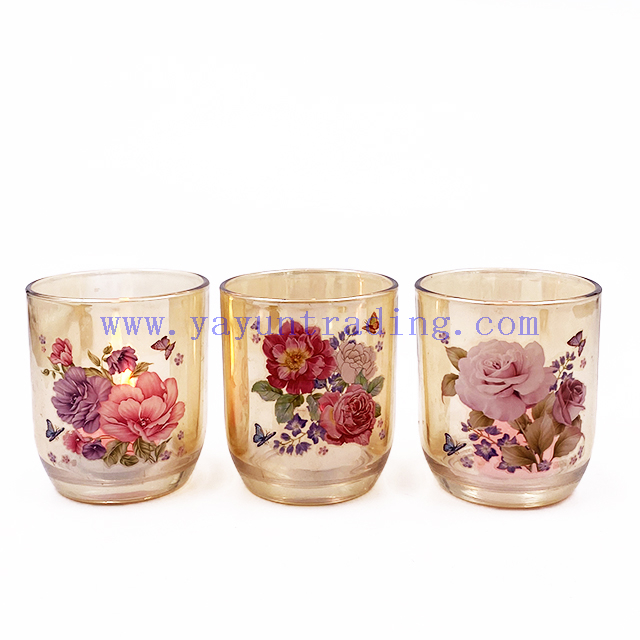 Luxury Vintage 8oz Colorful Empty Amber Glass Candle Jars With Lid