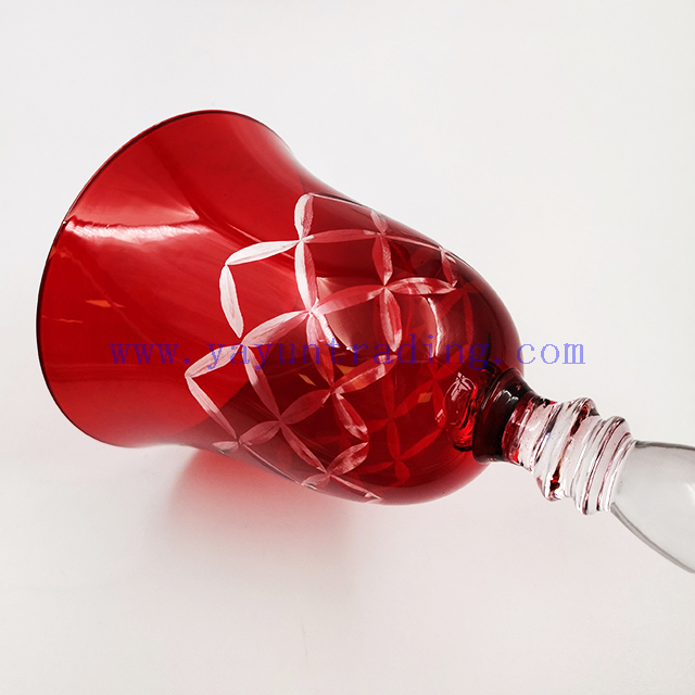 Vintage Colored Red Wine Glass Stemware Wine Glasses Cup Goblets