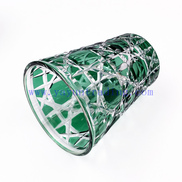 Luxury 11oz Hand Cut To Clear Whisky Glass Fashioned Colored Tumbler