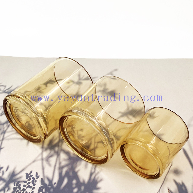 Wholesale Romantic Amber Tumbler Candle Jars Glass for Candle Making Glass Candle Holder