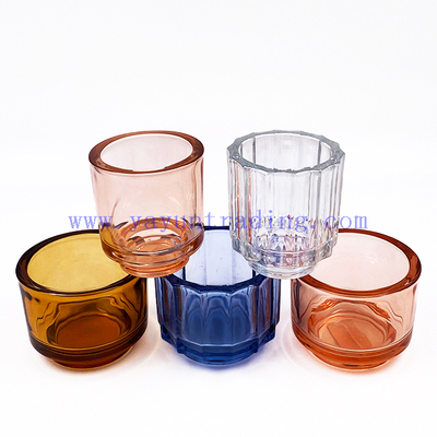 Wholesale Custom Stripe Design Thick Wall Candle Jars Tealight Glass Candle Holder