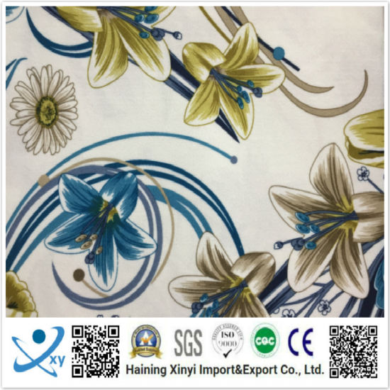 Spandex Stretch Cotton Snake and Flower Printed Fabric for Garment