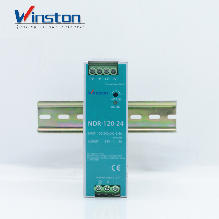 Winston NDR120-24 Uso industrial Dc 120W 24V 5A Fuente de alimentación de un solo interruptor