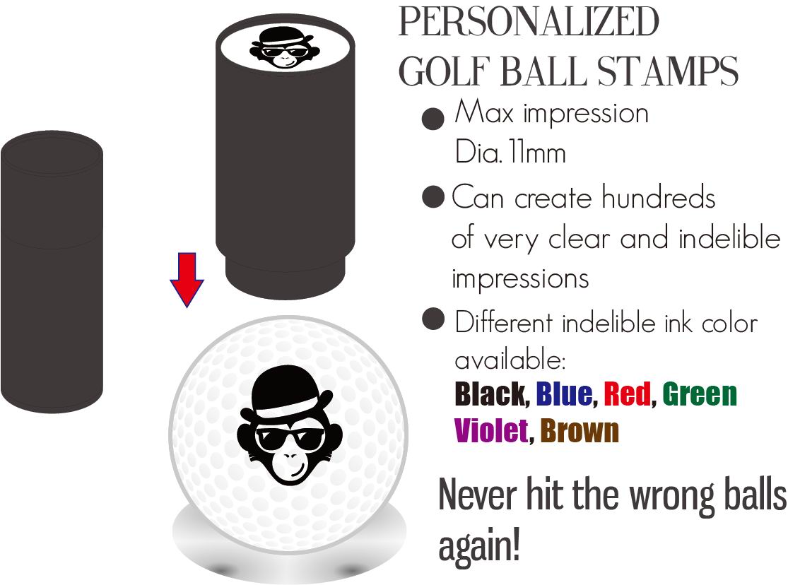 Personzlied Round Plastic Golf Ball Stamps Dia.12mm 