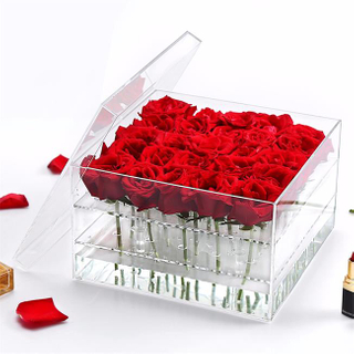 Transparent 2018 Christmas Gift Box Custom Rose Packing Box Acrylic Flower Box