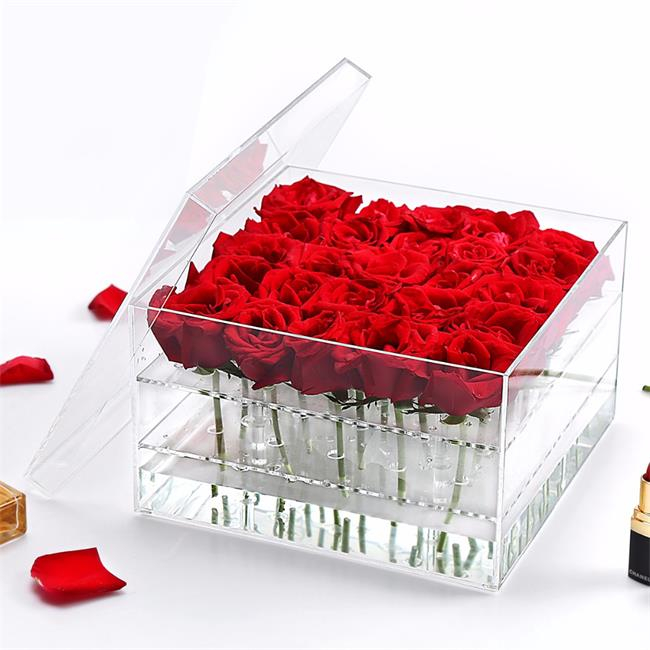 Transparent 2018 Christmas Gift Box Custom Rose Packing Box Acrylic Flower Box