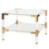 Superior Quality New Acrylic Base Living Room Acrylic Square Low Height Coffee Table With Glass Top