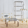 Gold Color Hardware Clear Acrylic Free Standing Shelves Lucite Shelf Cabinet