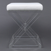 X Shape Legged Acrylic Pedestal Leather Seat Stool Vanity Stool