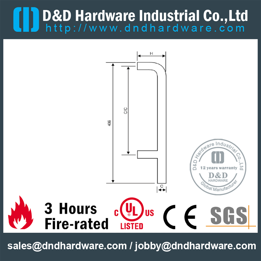 Tirador de puerta de anillo cuadrado doble de acero inoxidable para puerta de metal-DDPH040