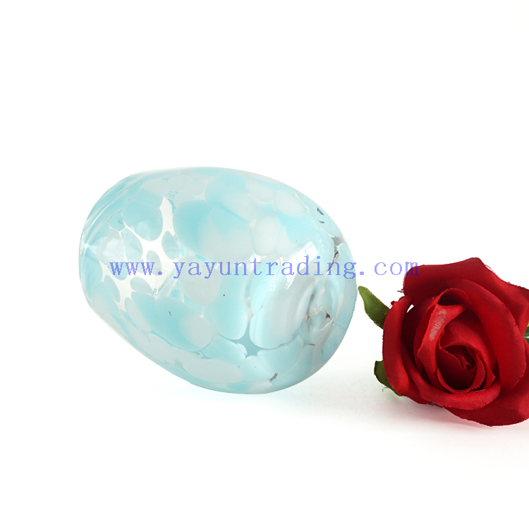 Unique Blue White Black Spots Egg Shape Design Glass Candle Jars and candle holders 