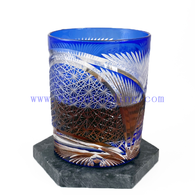 Handmade Traditional Engraved Classic Colored Overlay Glass Wine Cup