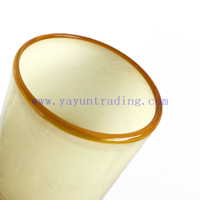 High Quantity Hand Blown 21oz Yellow Glass Candle Jar with Lid