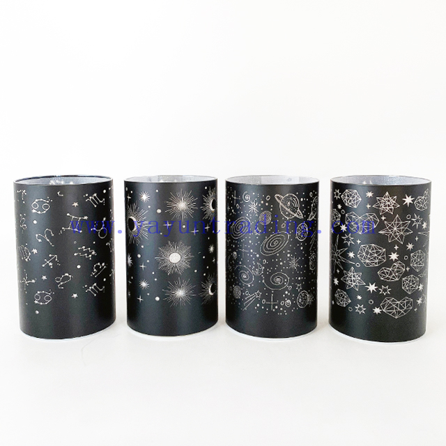 Flat Bottom Cylinder Creative Glass LED Electric Candles Jars For Decor