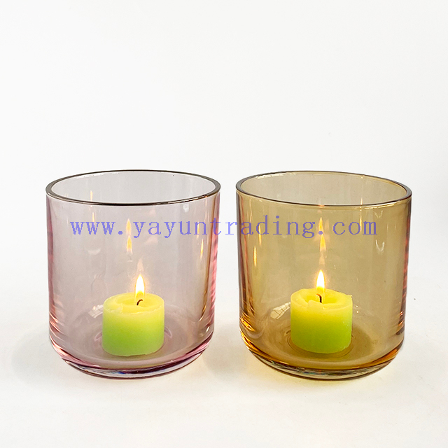 Wholesale Machine Made Shiny Candle Jar Silver Rim Glass Candle Holder