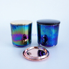 Colorful ion plating iridescent glass candle jars 8oz empty candle vessels with gold rose gold black lids