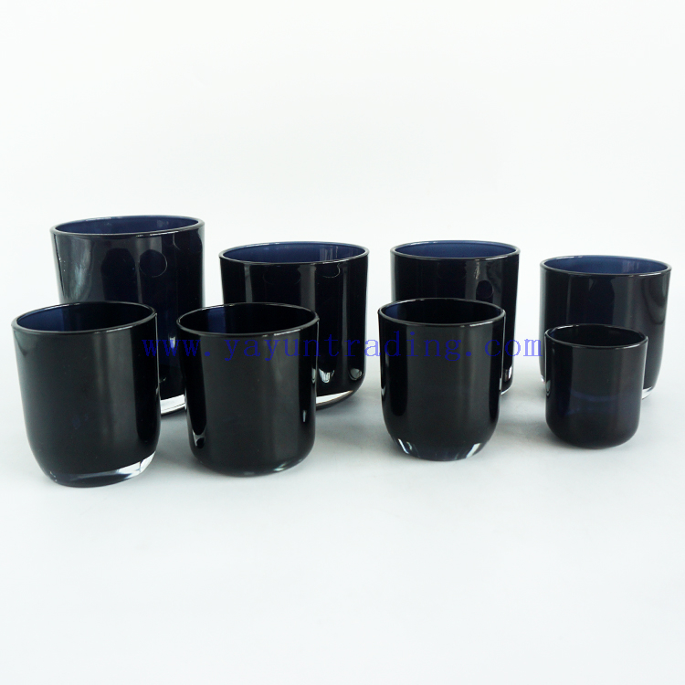 Wholesale 3oz 5oz 6oz 7oz 8oz 10oz 13oz 15oz 16oz 20oz Shiny Black Cylinder Glass Candle Bowls