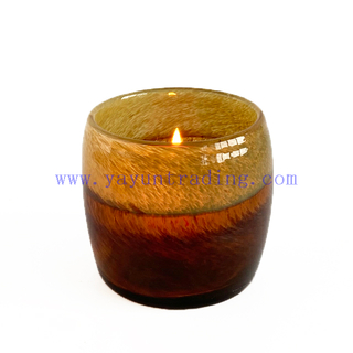 Handmade Shiny Glass Candle Holder Horizontal Stripe Decoration Candle Jar