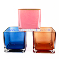 Wholesale Custom 10oz Shiny Colors Square Glass Candle Jars for Candles