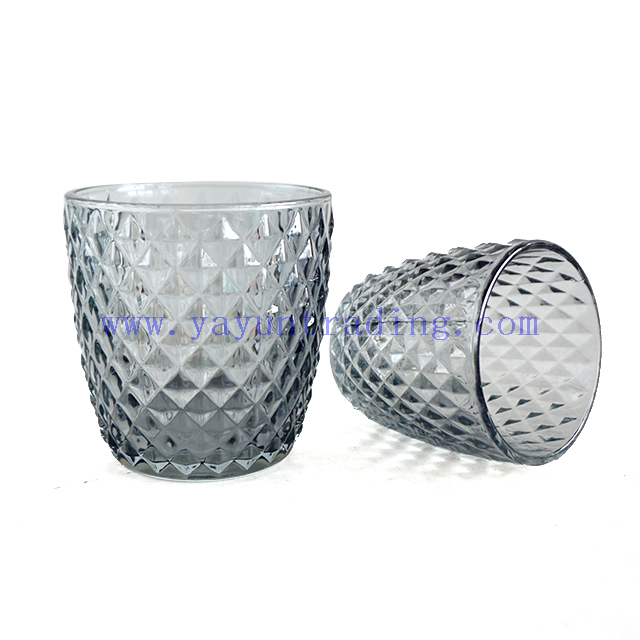 Popular 170ml Translucent Empty Horn Grey Glass Candle Cup