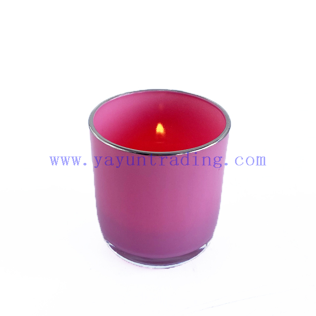 Luxury inside Spray Color Empty Votive Glass Candle Jar with Gold Rim