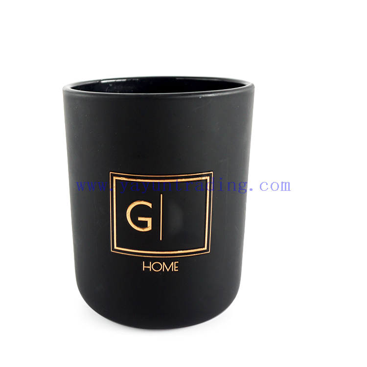 Yayun hot sale 20oz black matte glass candle jar with decorative lids
