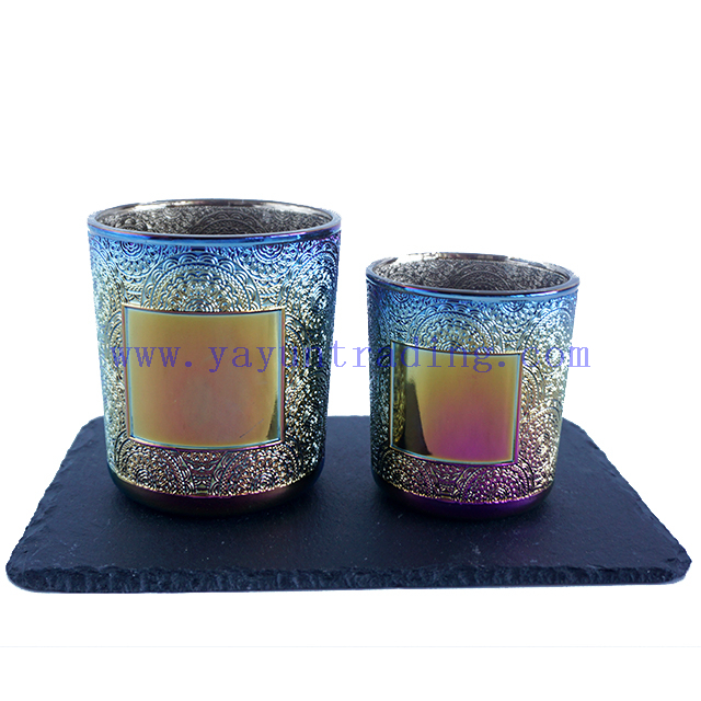 190ml 380ml Cylinder Round Electroplated Gredient Glass Candle Container