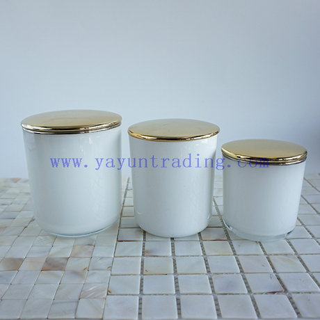 250ml 395ml 480ml gold silver rim for white candle holder glass