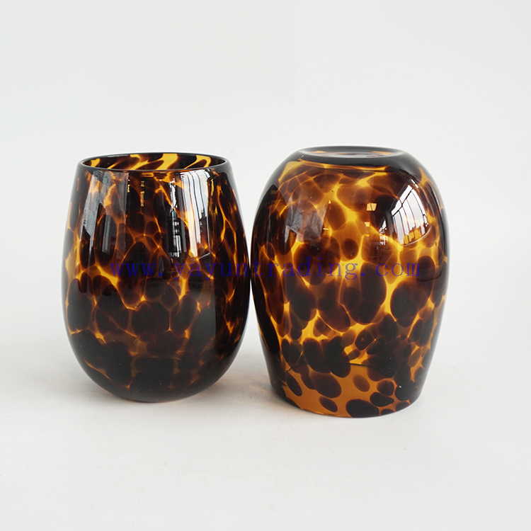 Yayun New design egg shape amber tortoise candle jars empty glass ball tealight holder 16oz for wedding centerpieces
