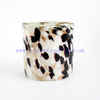 Yayun leopard Votive Candle Holder Hand Blown Art Glass in white black gold-dust spots Mix design