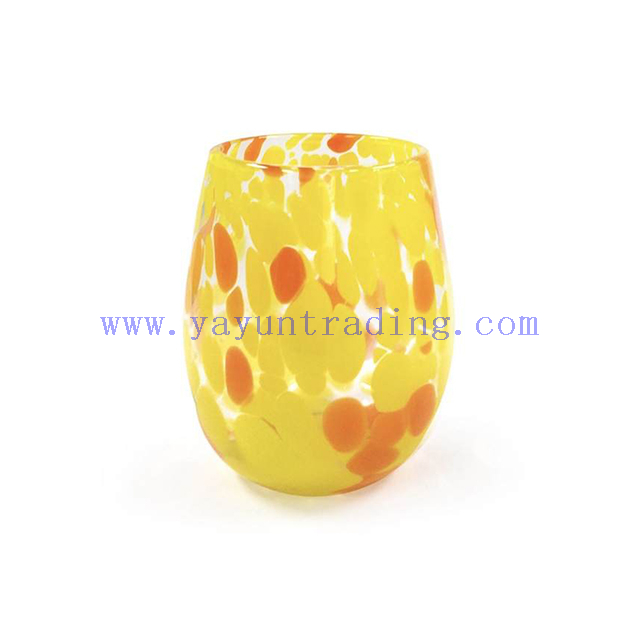 Yayun New design handmade black blue amber orange yellow leopard design candle jars 16oz egg candle container for home wedding 