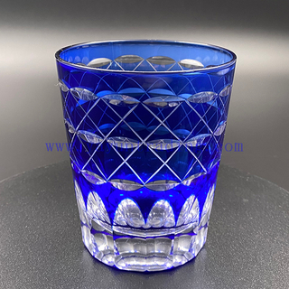 Vintage Colored Wine Water Glass Blue Glass Cup Embossed Design Glassware