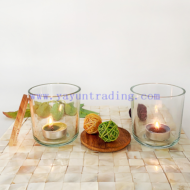Luxury Transparent Clear Empty Glass Decorative Candle Jars Simple Candle Holders With Lid For Candle Making