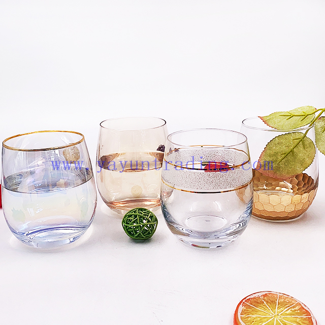 Clear Whisky Glass Stemless Wine Glasses Egg Shaped Glass Tumblers for Party Wholesale