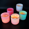 Custom Empty 16oz Colorful Candle Jars Vessel Container Glass Holder for Scented Candle Making with Silver Gold Rim