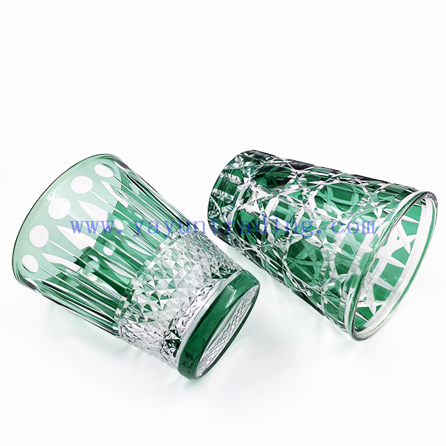 Luxury 11oz Hand Cut To Clear Whisky Glass Fashioned Colored Tumbler