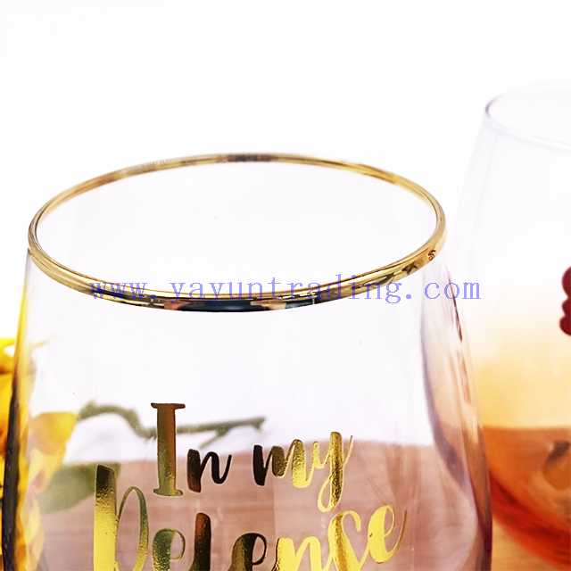 High Quality Stemless Color Electroplated Wine Glass Tumbler Egg Shape Cups As Gift