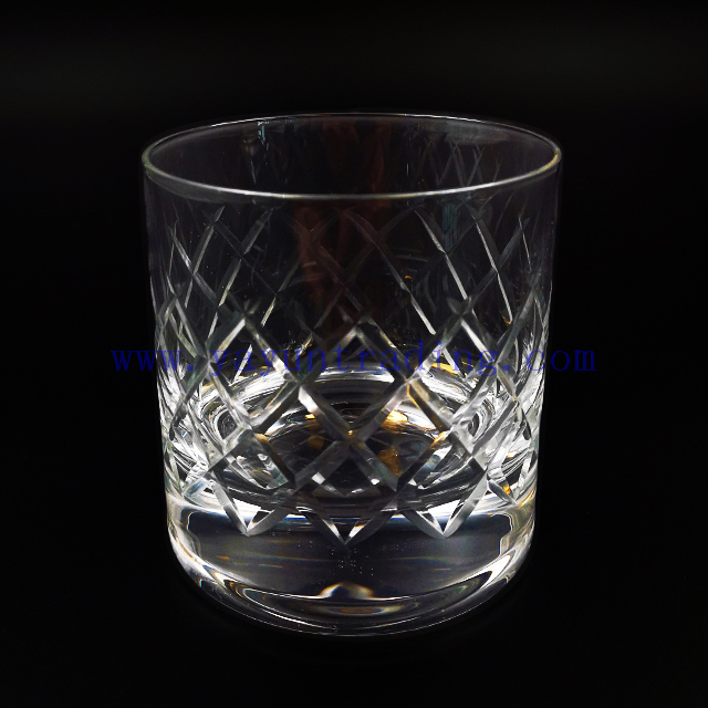 Lead Free Crystal Cylinder Handmade Modern Drinking Whiskey Drinking Glassware Embossed Hand-cut Cup For Home Bar