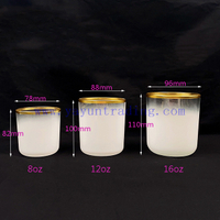 8oz 12oz 16oz Customized Logo Classical White Glass Candle Jars Luxury Vessel Container with Gold Rim