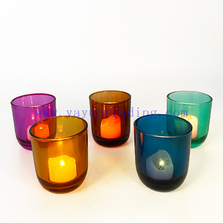 8oz Empty Round Bottom Candle Jar Colored Translucent Glass Candle Jars Holder