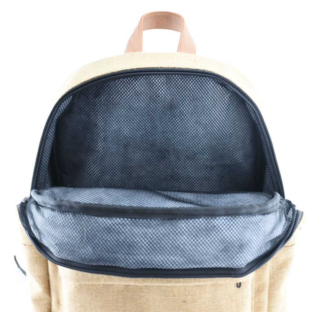 Jute Smell Proof Odor Eliminating Backpack with dual zipper